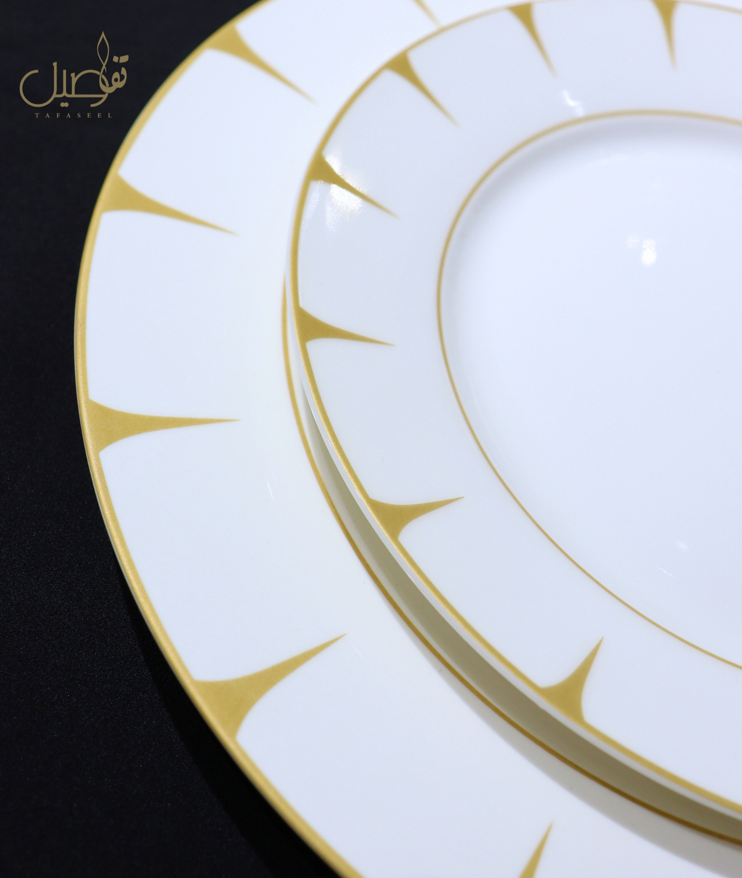Service d’assiettes 18 pièces pointes dorées – photo 8 | TAFASSEL