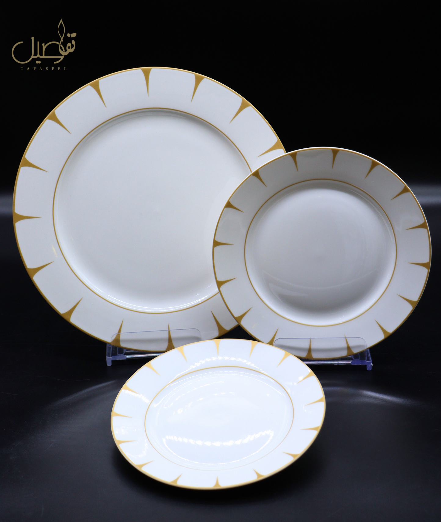 Service d’assiettes 18 pièces pointes dorées – photo 3 | TAFASSEL