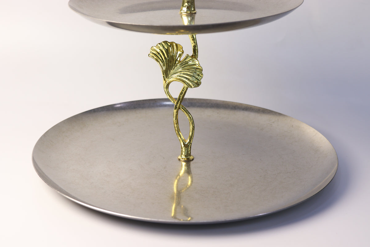 Présentoir Décoratif Double Plateau Doré & Argenté