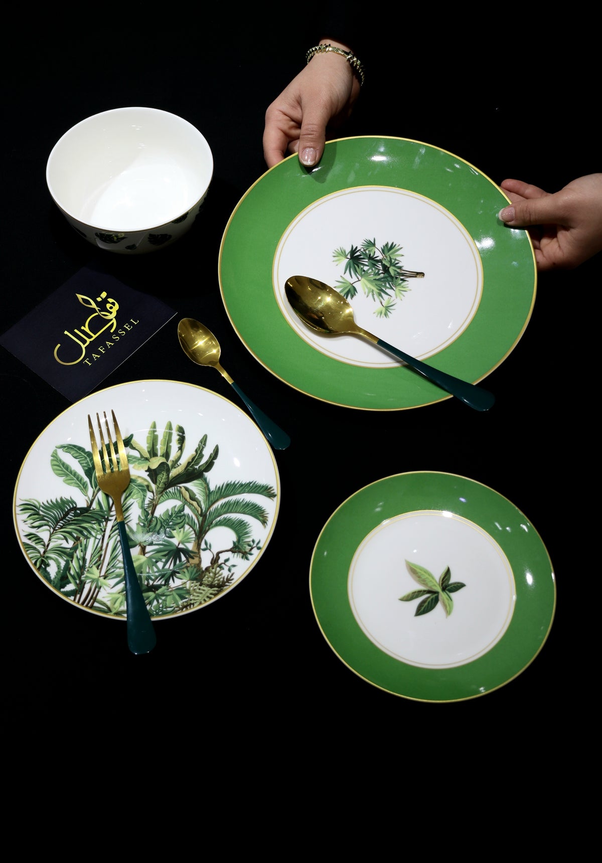 Service de table 24 pièces vert botanique – photo 6 | TAFASSEL