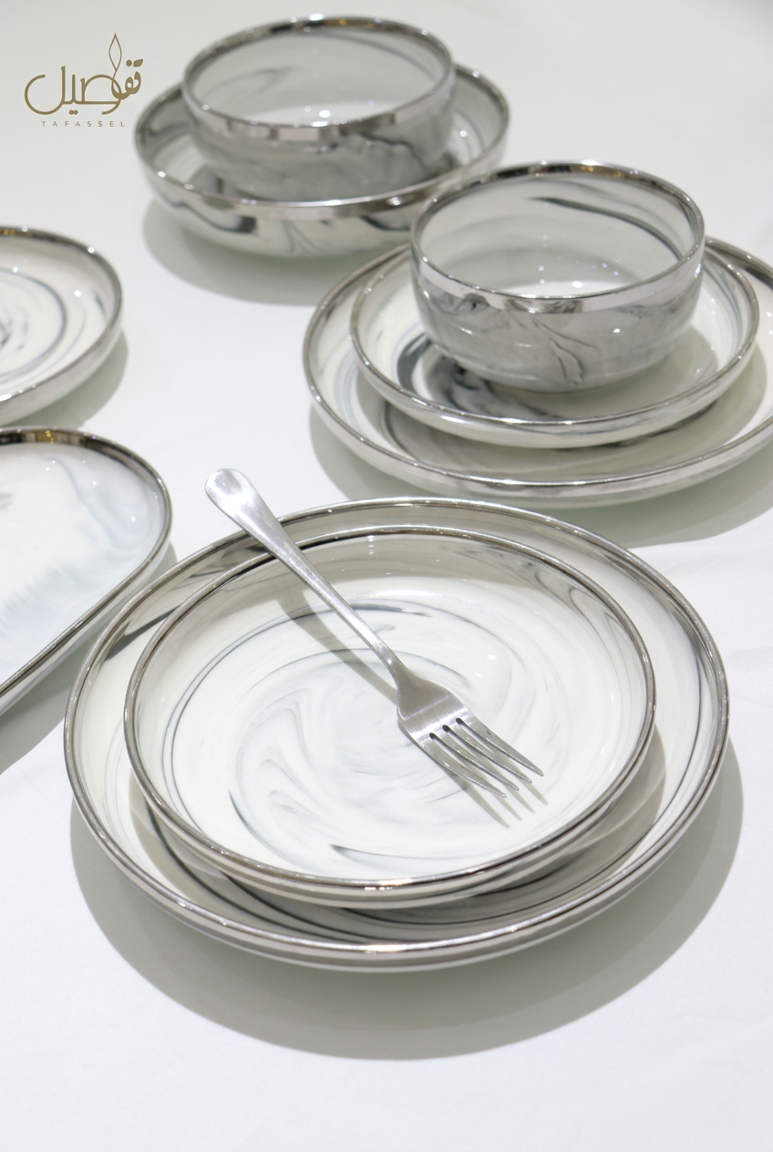 Service de table porcelaine effet marbre 27 pièces – photo 8 | TAFASSEL
