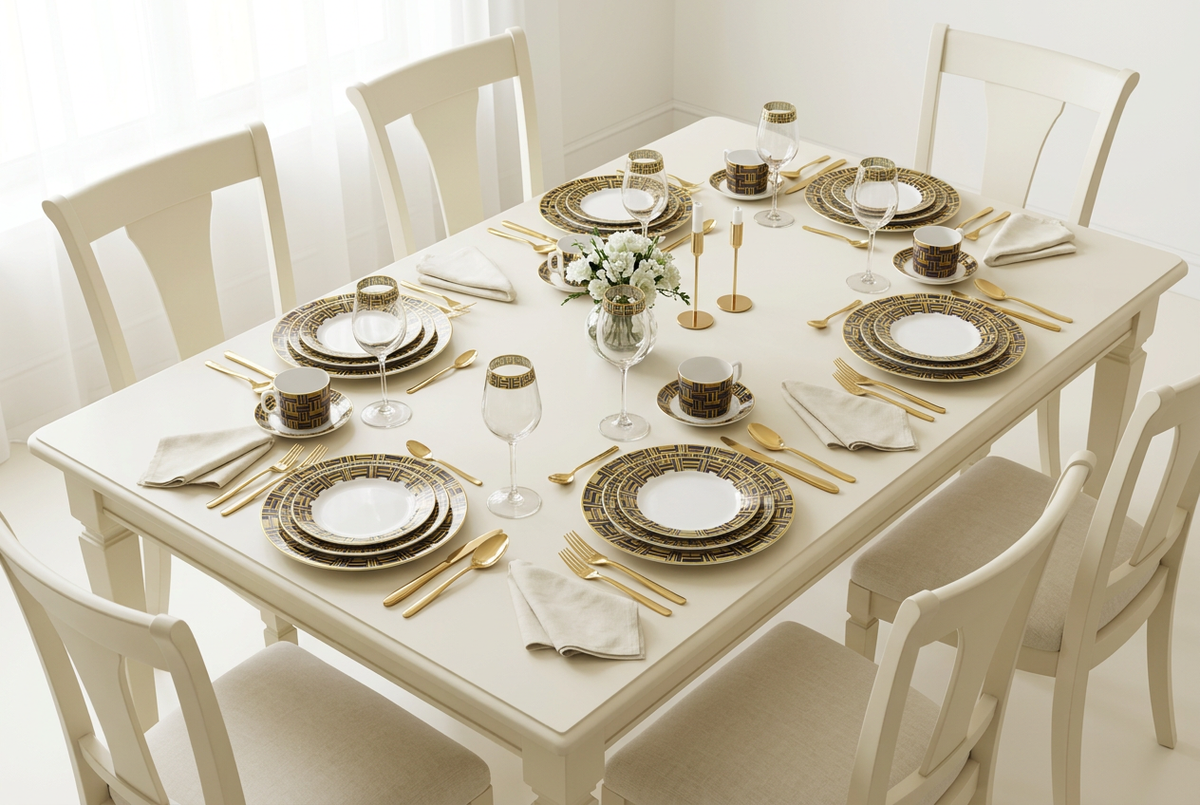 Mockup de mesa para seis personas