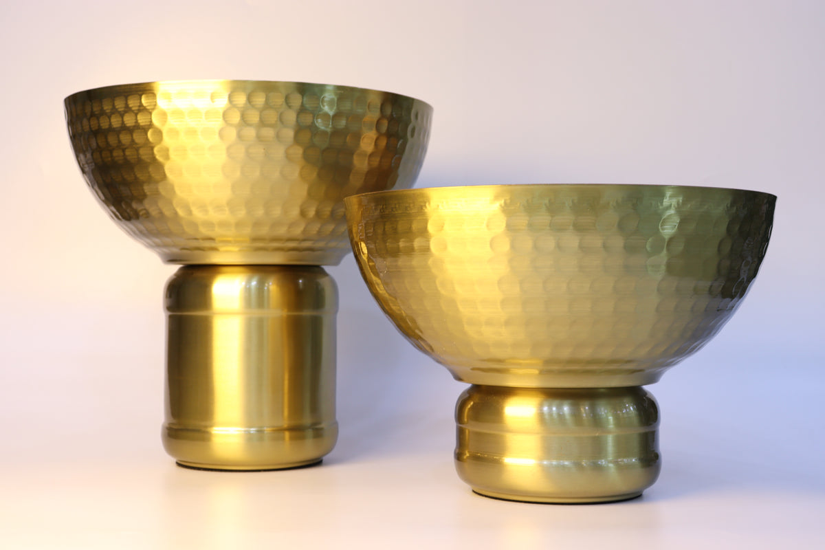 Duo de Présentoirs Dorés Élégance – Finition Martelée