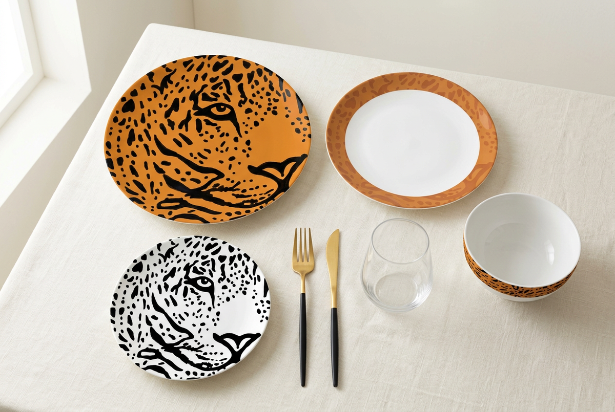 Service de table 24 pièces motif léopard – TAFASSEL