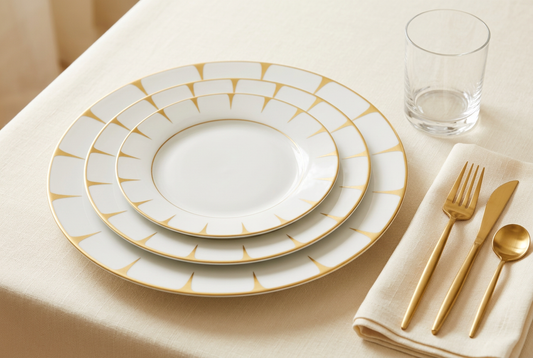 Service d’assiettes 18 pièces pointes dorées – TAFASSEL