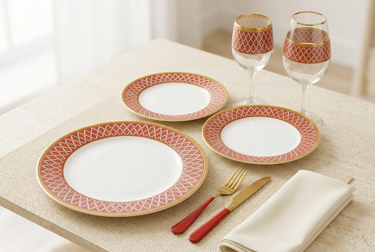 Service d’assiettes 18 pièces rouge – TAFASSEL