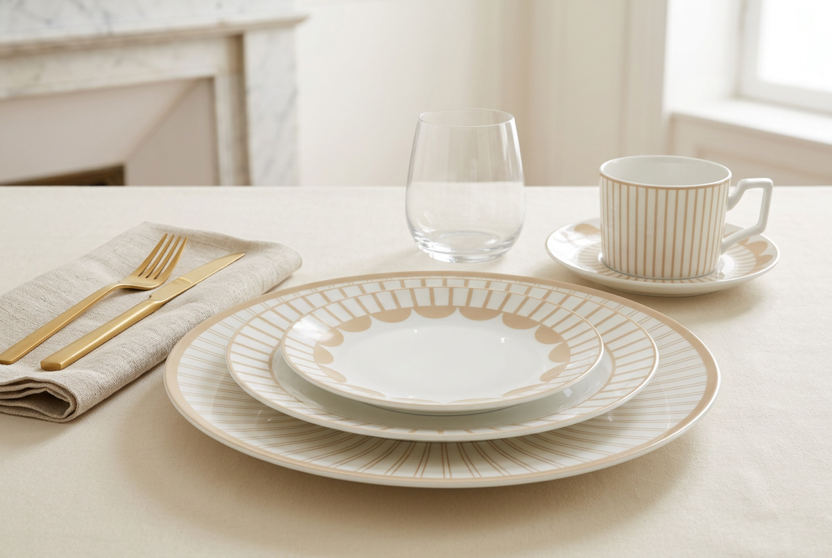 Service de table 30 pièces blanc champagne – TAFASSEL