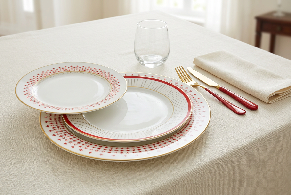 Service d’assiettes 18 pièces rouge vif – TAFASSEL