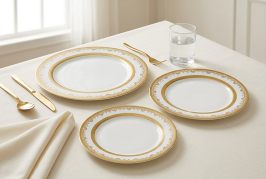 Service d’assiettes 18 pièces dorure fine – TAFASSEL