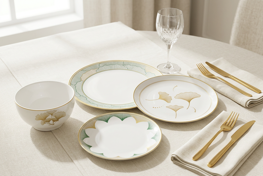 Service de table 24 pièces motif ginkgo – TAFASSEL