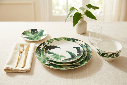 Service de table 24 pièces feuillage tropical – TAFASSEL