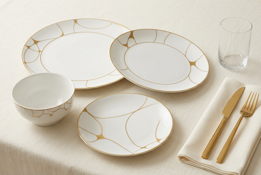 Service de table 24 pièces lignes dorées – TAFASSEL