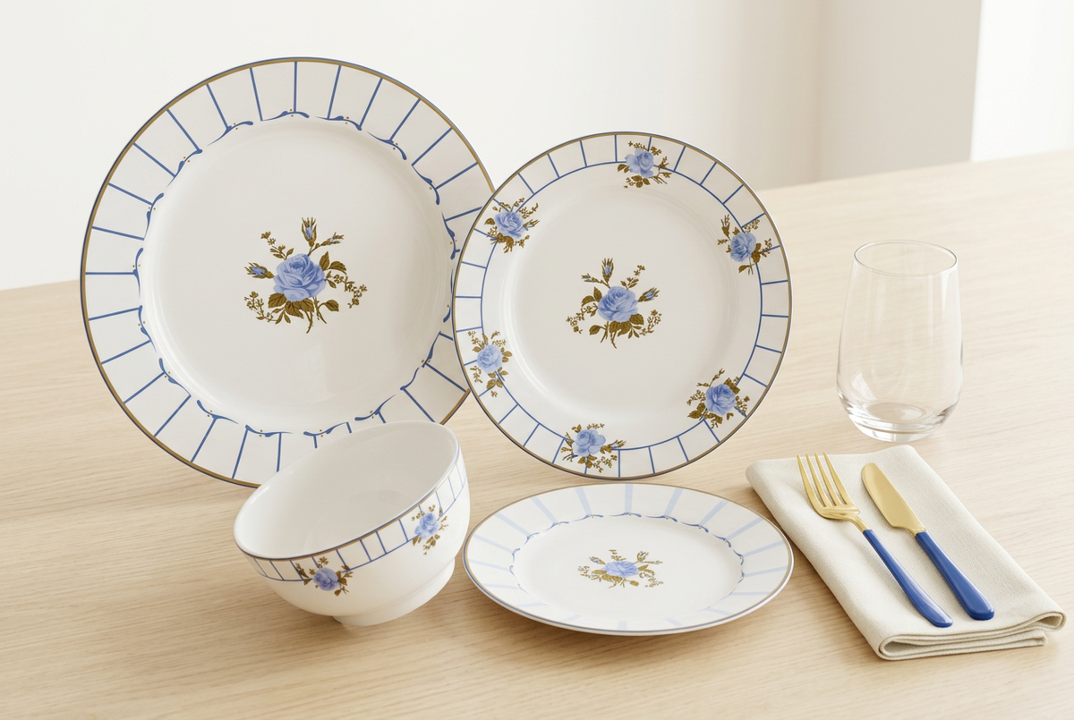 Service de table 24 pièces aux roses bleues – TAFASSEL