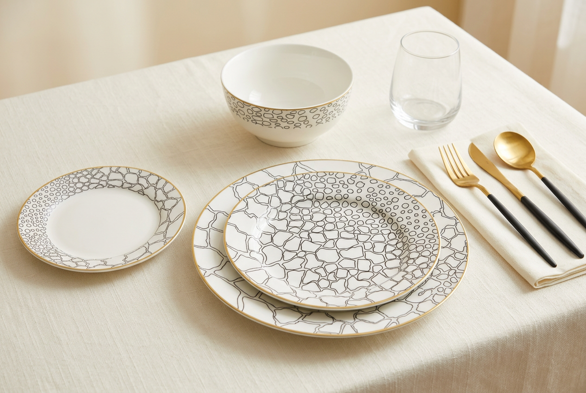 Service de table 24 pièces à traits noirs – TAFASSEL