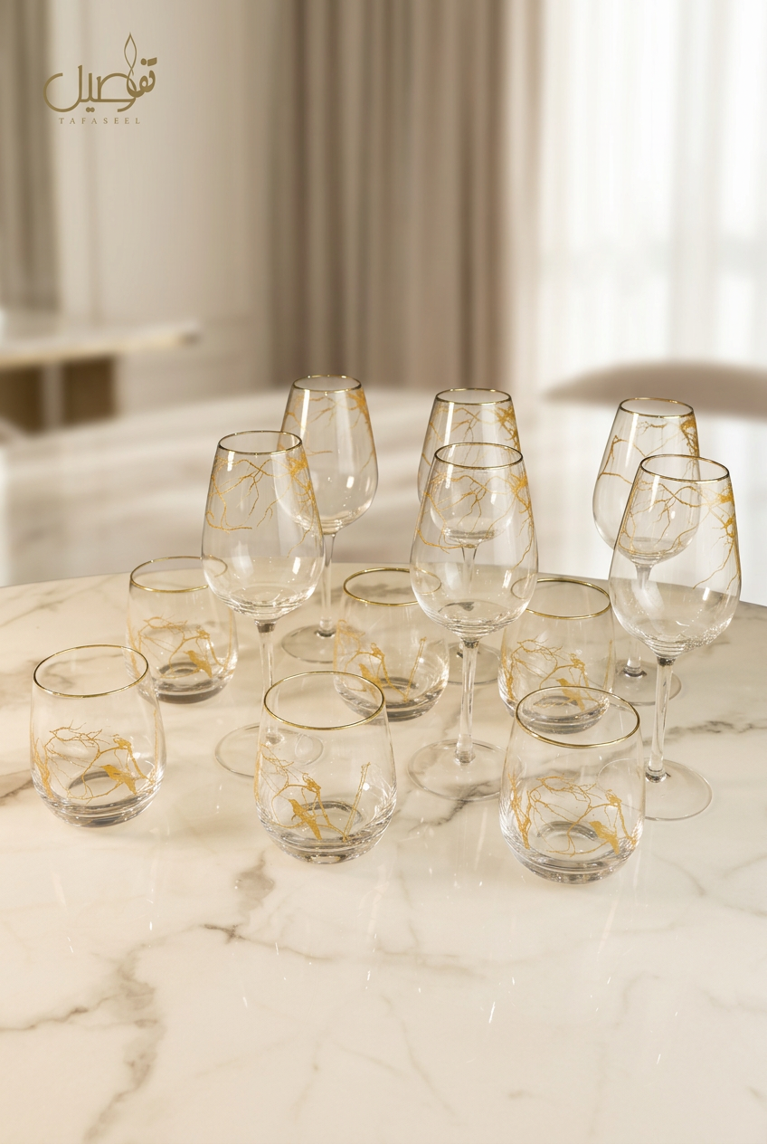 Coffret 12 verres – 6 verres à pied et 6 verres – TAFASSEL