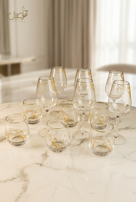 Coffret 12 verres – 6 verres à pied et 6 verres – TAFASSEL