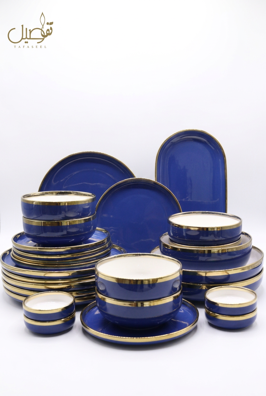 Service de table bleu 27 pièces – 6 personnes – TAFASSEL