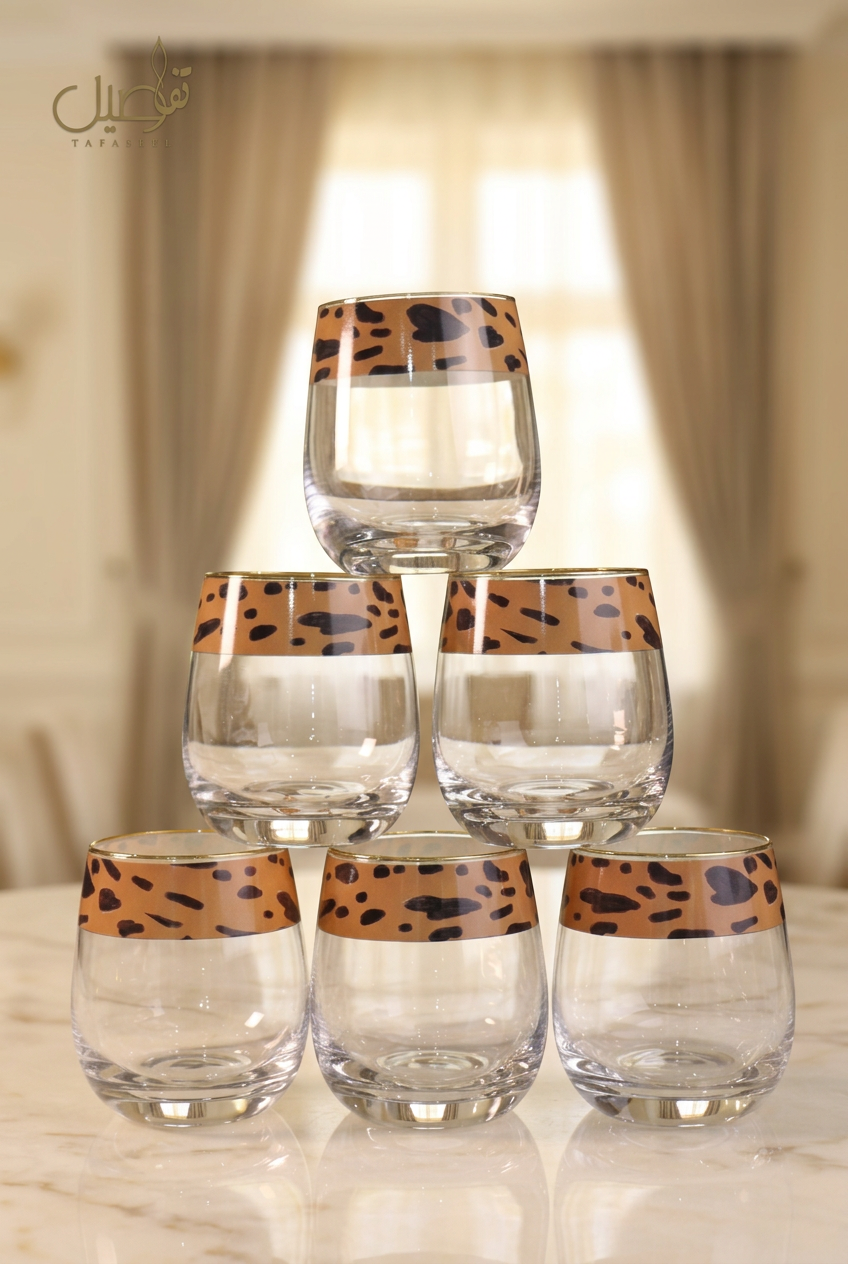 Coffret de 12 verres motif léopard – photo 3 | TAFASSEL
