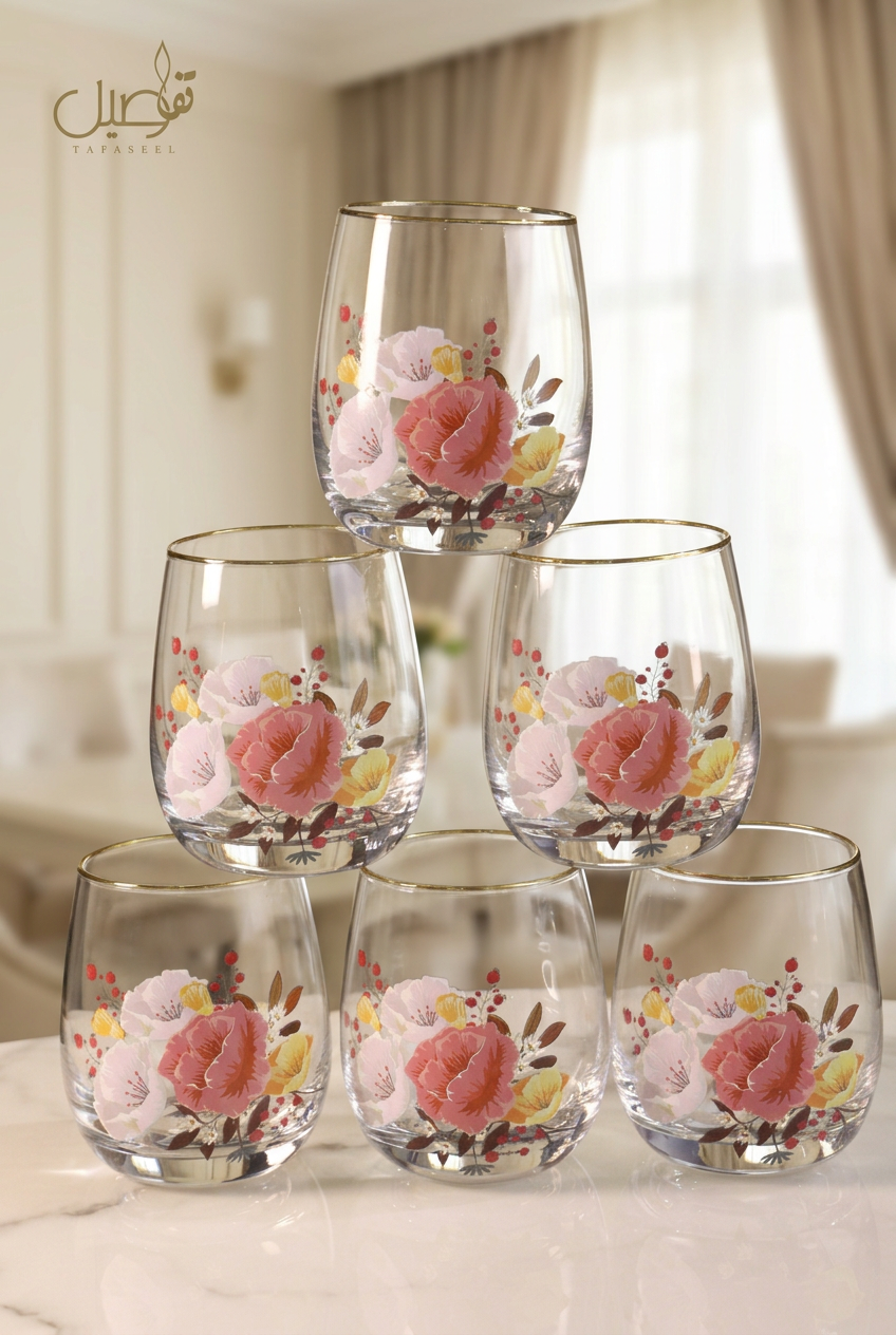 Coffret de 12 verres motif fleur – photo 3 | TAFASSEL