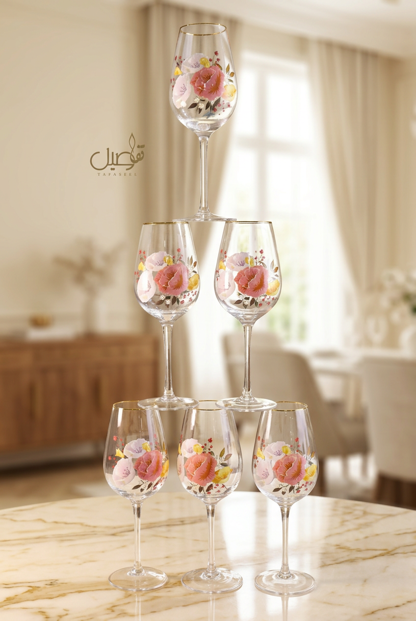 Coffret de 12 verres motif fleur – photo 2 | TAFASSEL