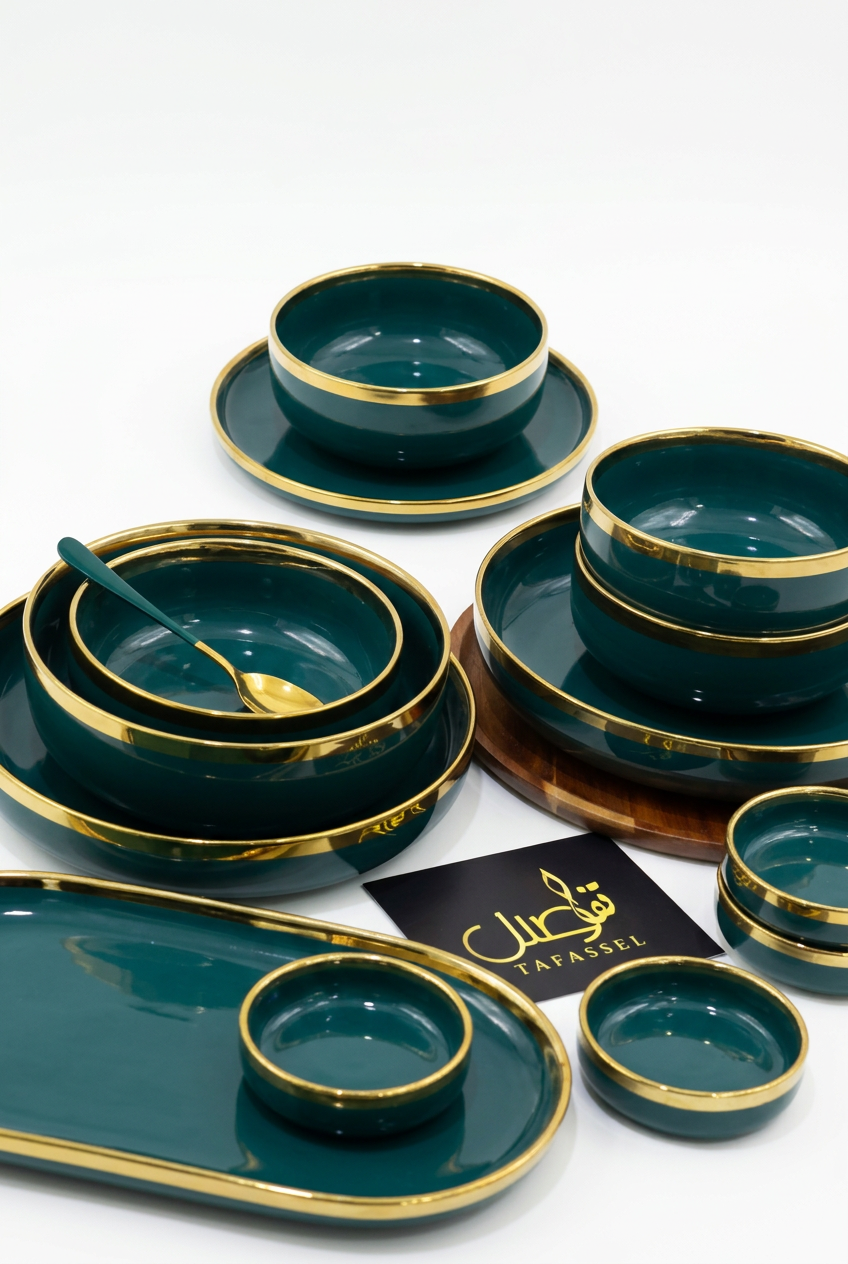 Service de table 27 pièces vert foncé – photo 6 | TAFASSEL